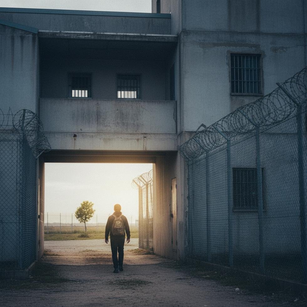 ABD'de göçmenlik gözaltı merkezinden çıkan bir kişinin fotoğrafı