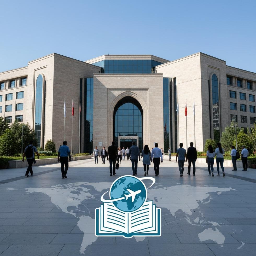 Modern bir Türk adliyesi önünde insanlar ve resmi tabelalar