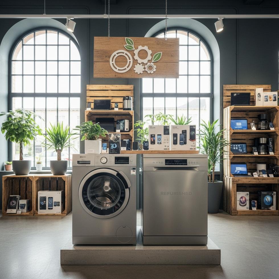 Almanya'da mağazada sergilenen yenilenmiş beyaz eşyalar