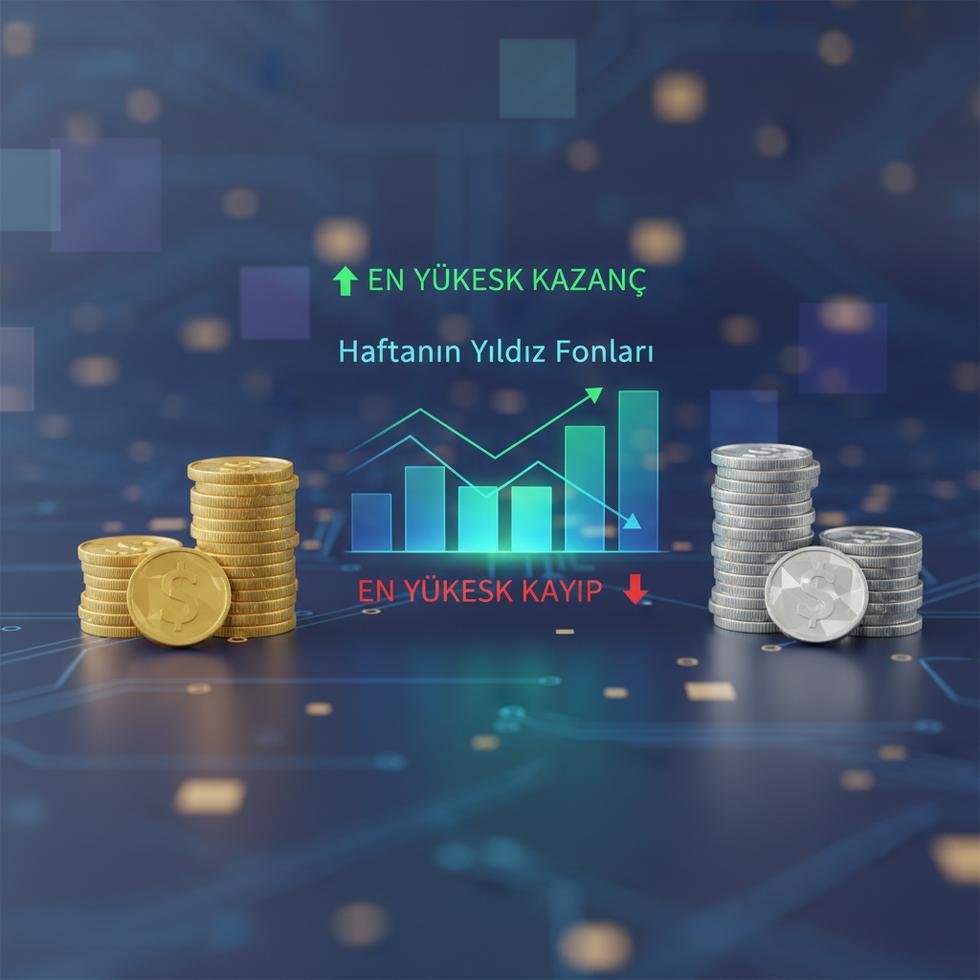 Farklı yatırım ve emeklilik fonlarının haftalık getirilerini gösteren dijital grafik.