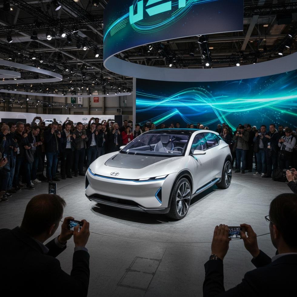 Avrupa Otomobil Fuarı'nda sergilenen yeni Hyundai elektrikli SUV modeli
