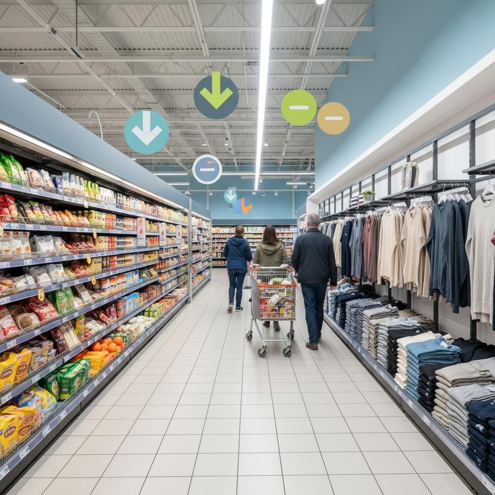 İngiltere'de bir süpermarkette alışveriş yapan insanlar