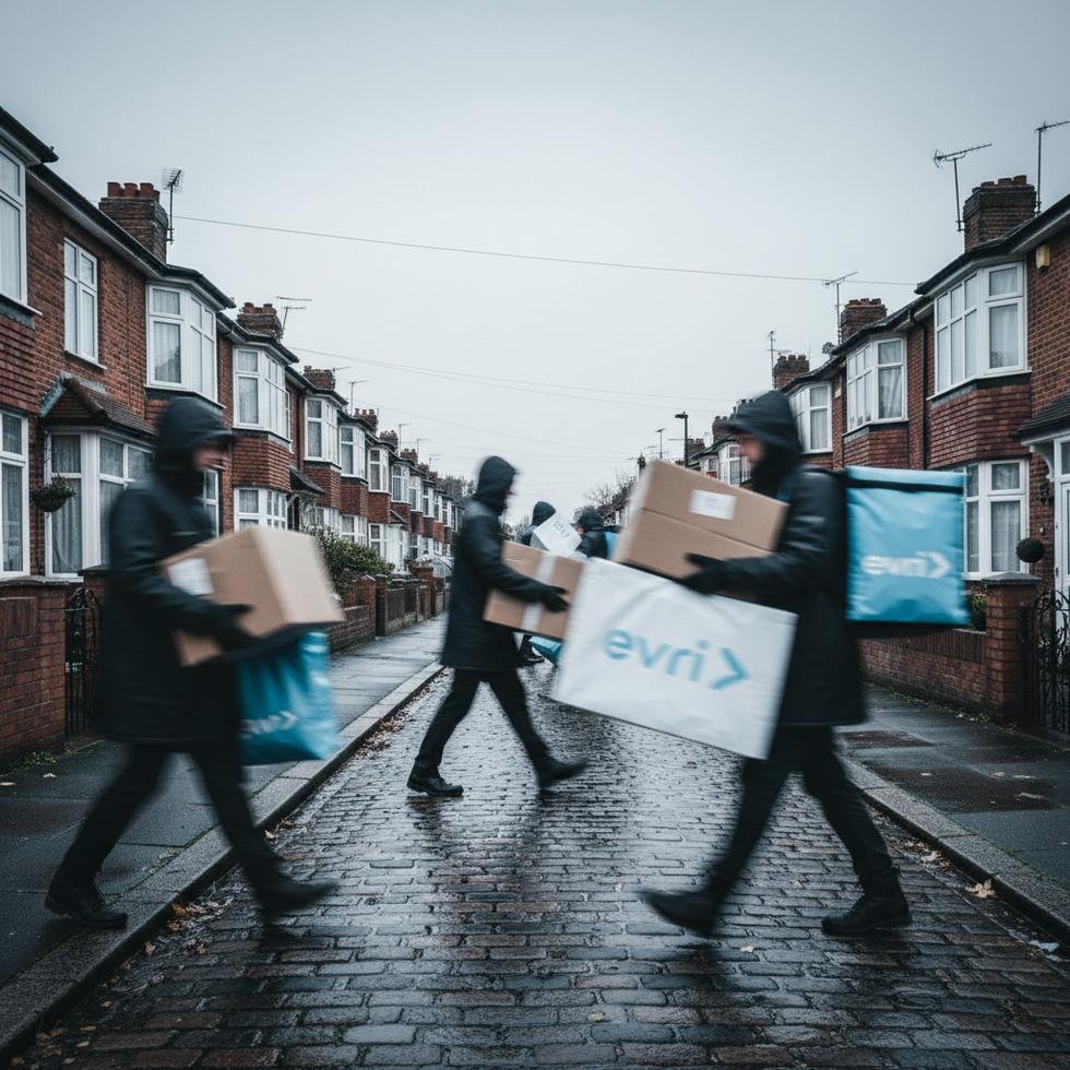 İngiltere’de bir kurye aceleyle kapıya paket bırakırken görüntülendi