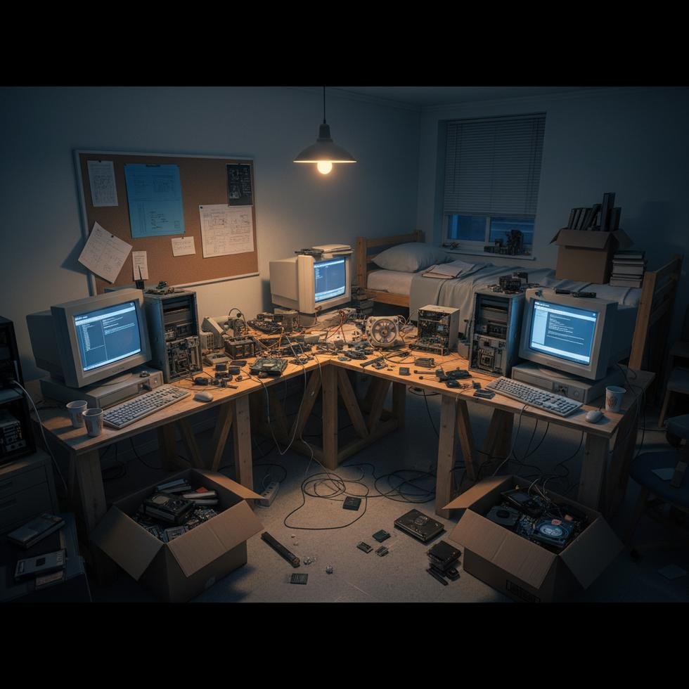 Üniversite yurdunda bilgisayar kuran genç bir girişimcinin ilham verici sahnesi