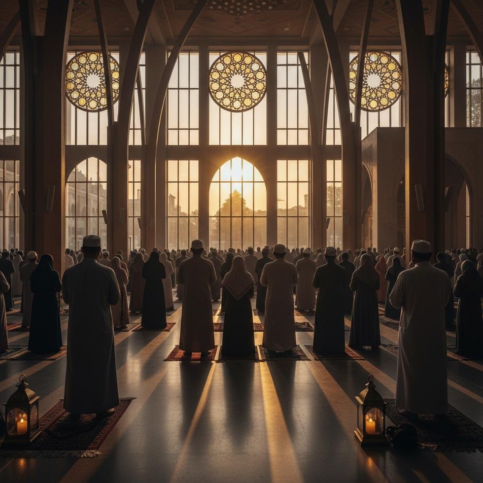 Camide toplu ibadet eden Müslüman topluluğu