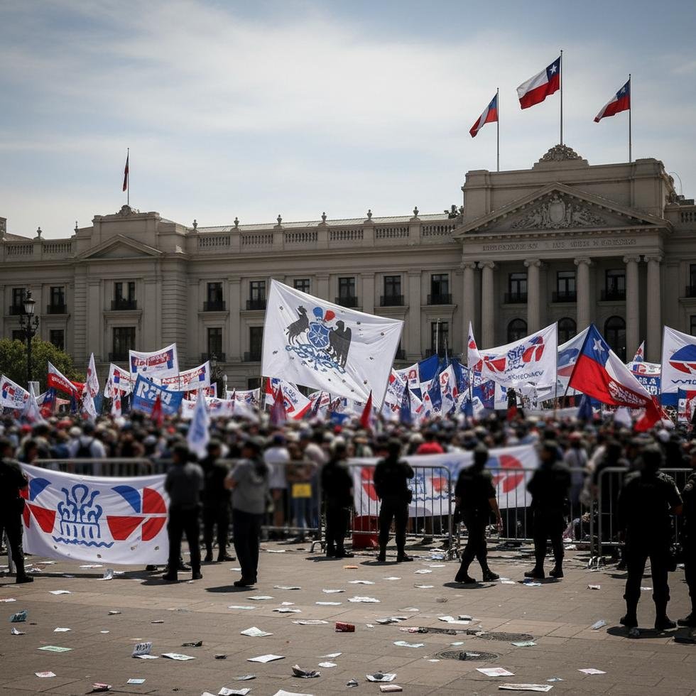 Şili'de seçim atmosferi ve siyasi kutuplaşmayı yansıtan bir kampanya mitingi