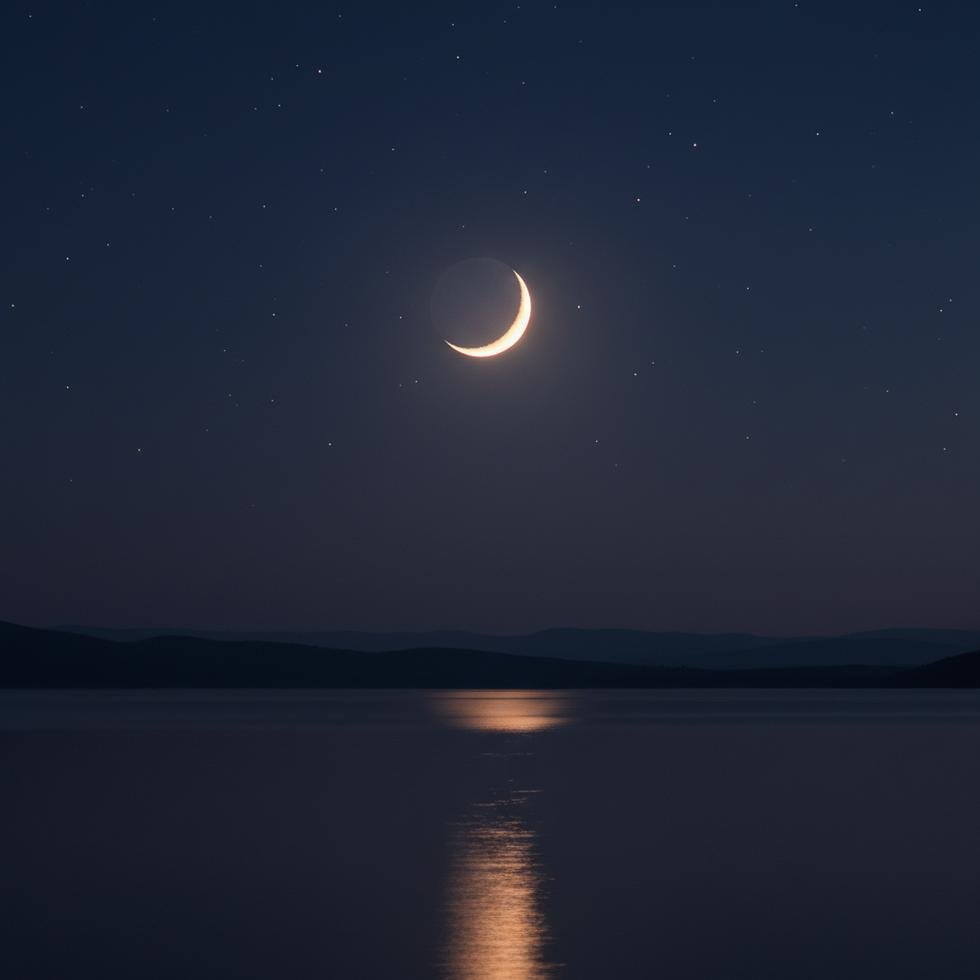 Sha'ban month crescent moon over night sky