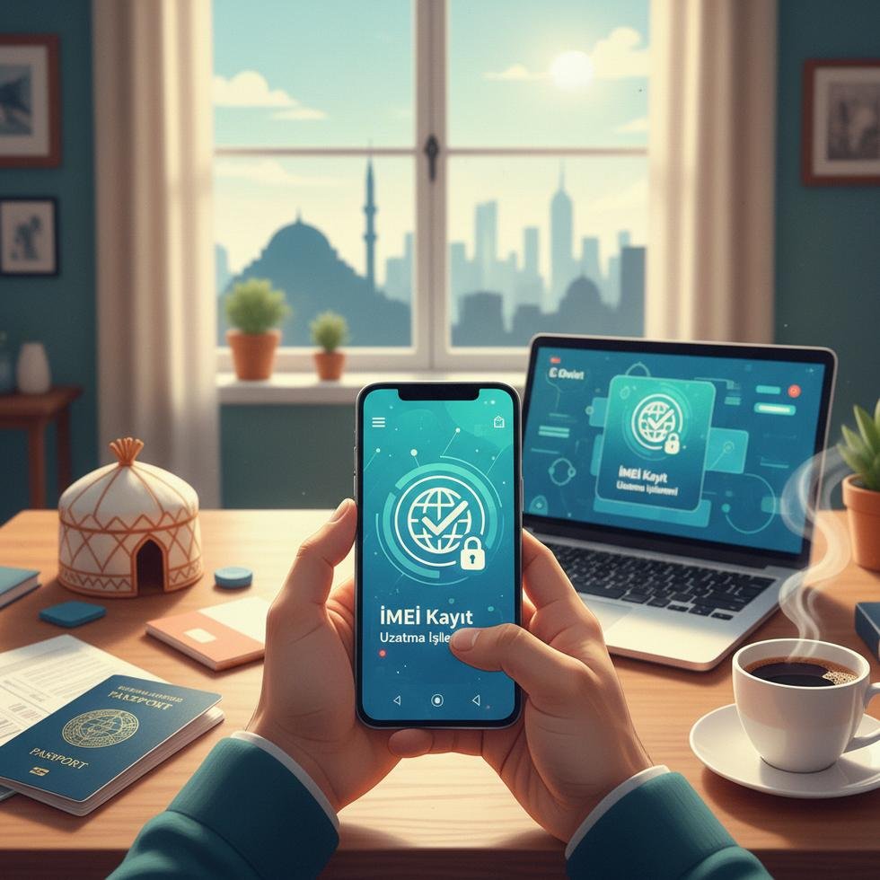 Bir kişi, yurt dışından getirdiği akıllı telefonunu e-Devlet üzerinden kaydediyor.