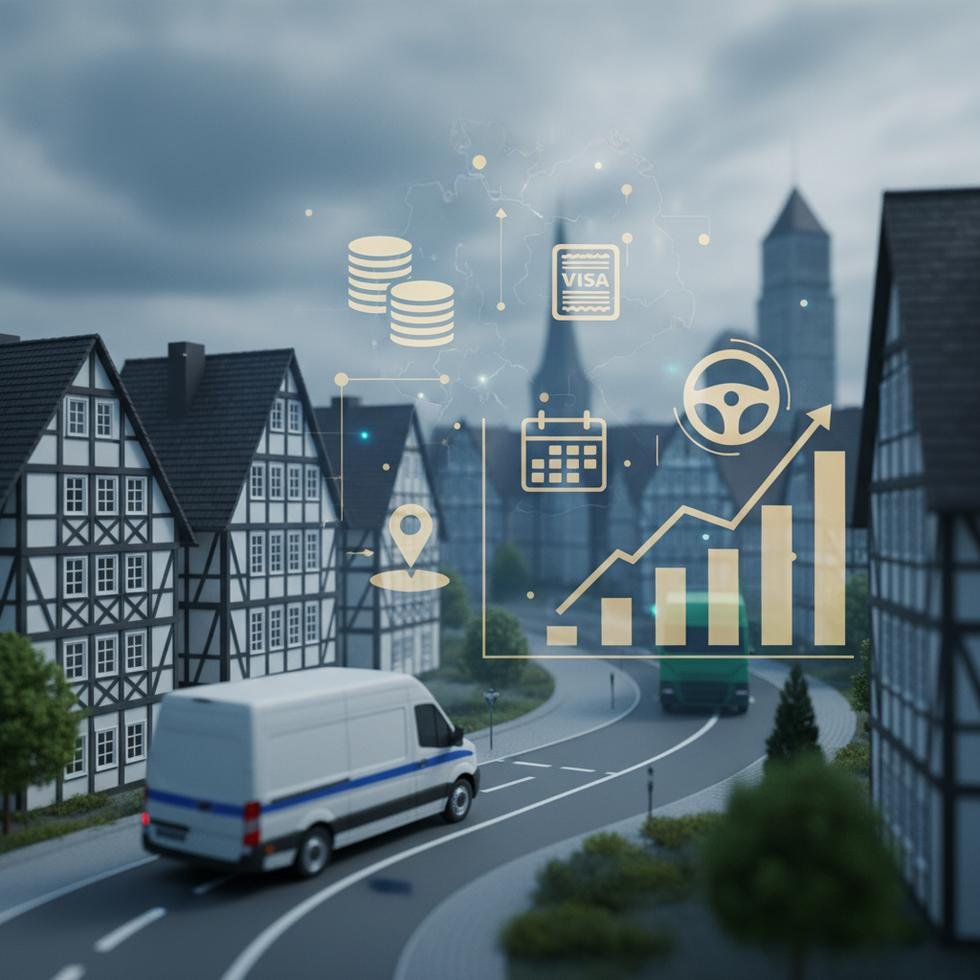 Almanya'da çalışan bisikletli ve arabalı kuryeler