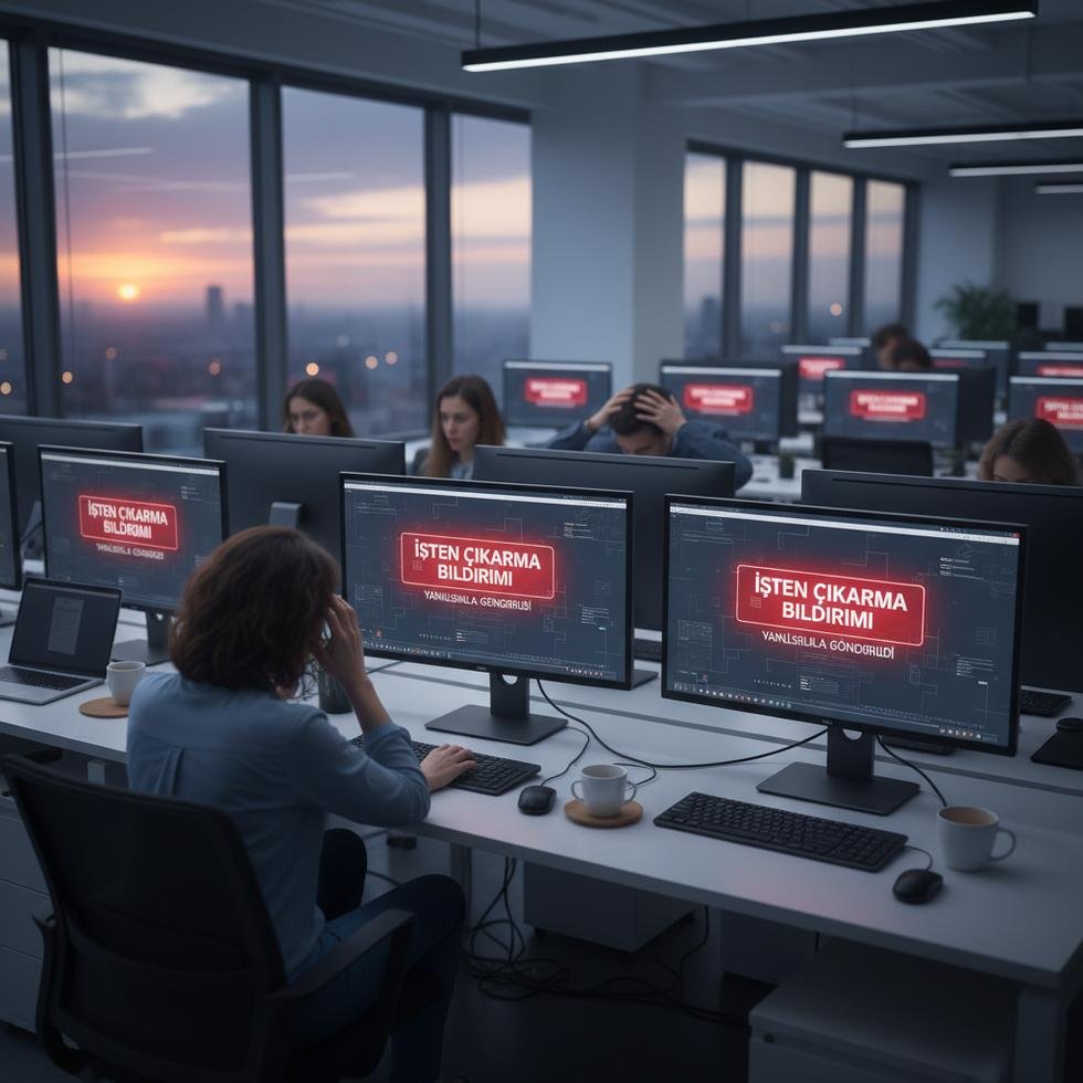 Employees reacting to unexpected layoff email on computer screens