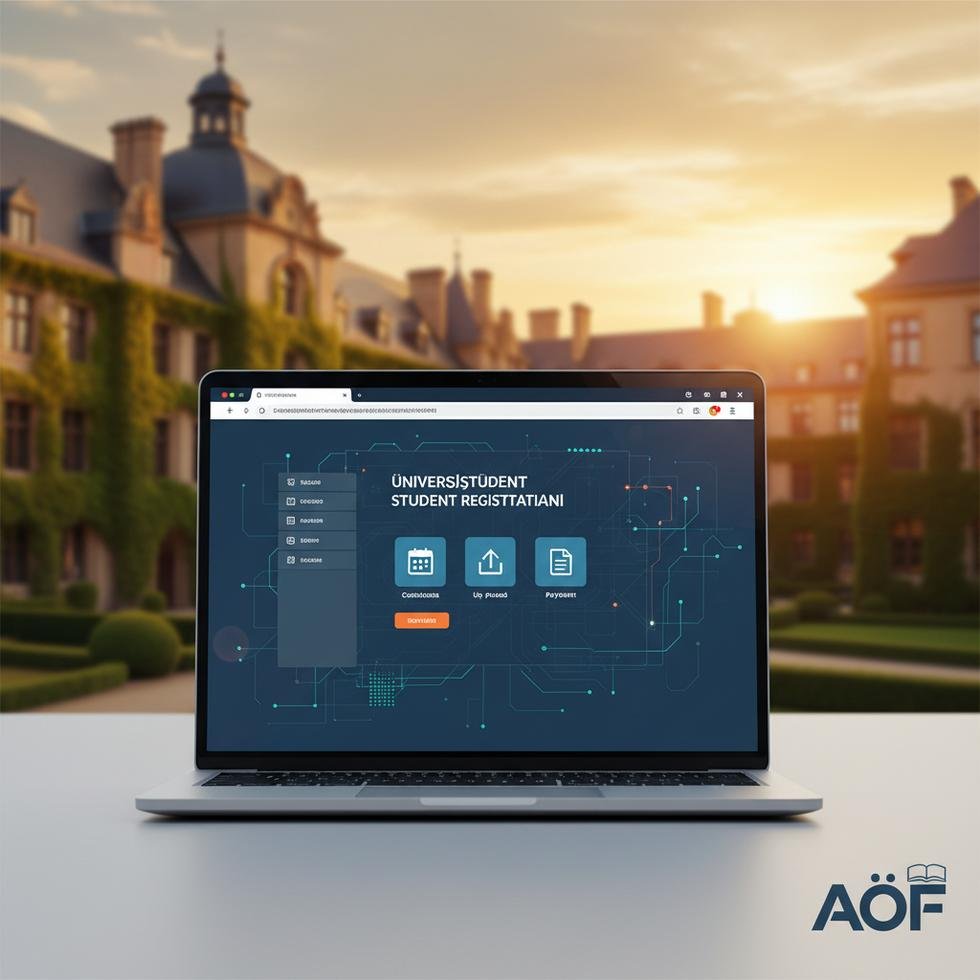 Öğrenci bilgisayarda AÖF kayıt yenileme işlemi yapıyor