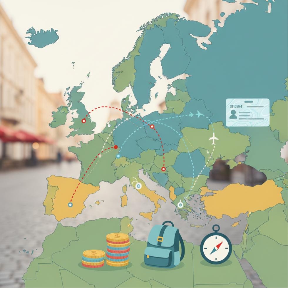 Avrupa’da tren istasyonunda sırt çantalı öğrenci