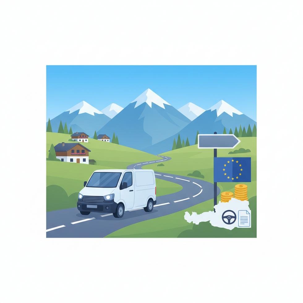 Avusturya’da çalışan bir kurye şehir merkezinde teslimat yaparken