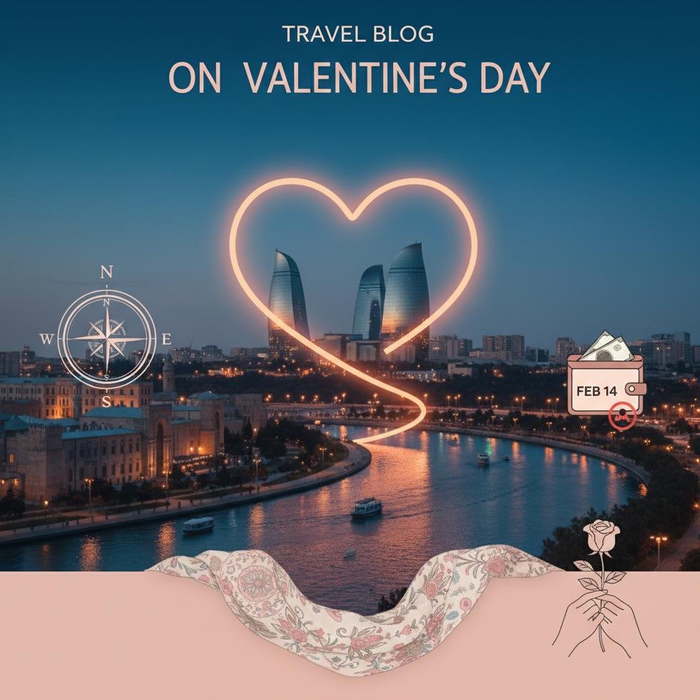 Bakü'de Sevgililer Günü'nde sahilde yürüyen çift