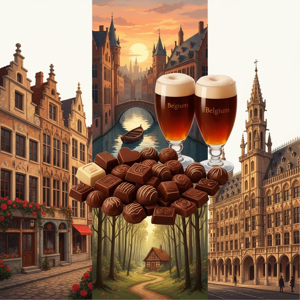 Brugge kanalında akşam yürüyüşü yapan çiftler