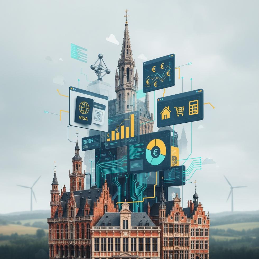 Belçika'da çalışan yazılımcıların laptop başında görüntüsü