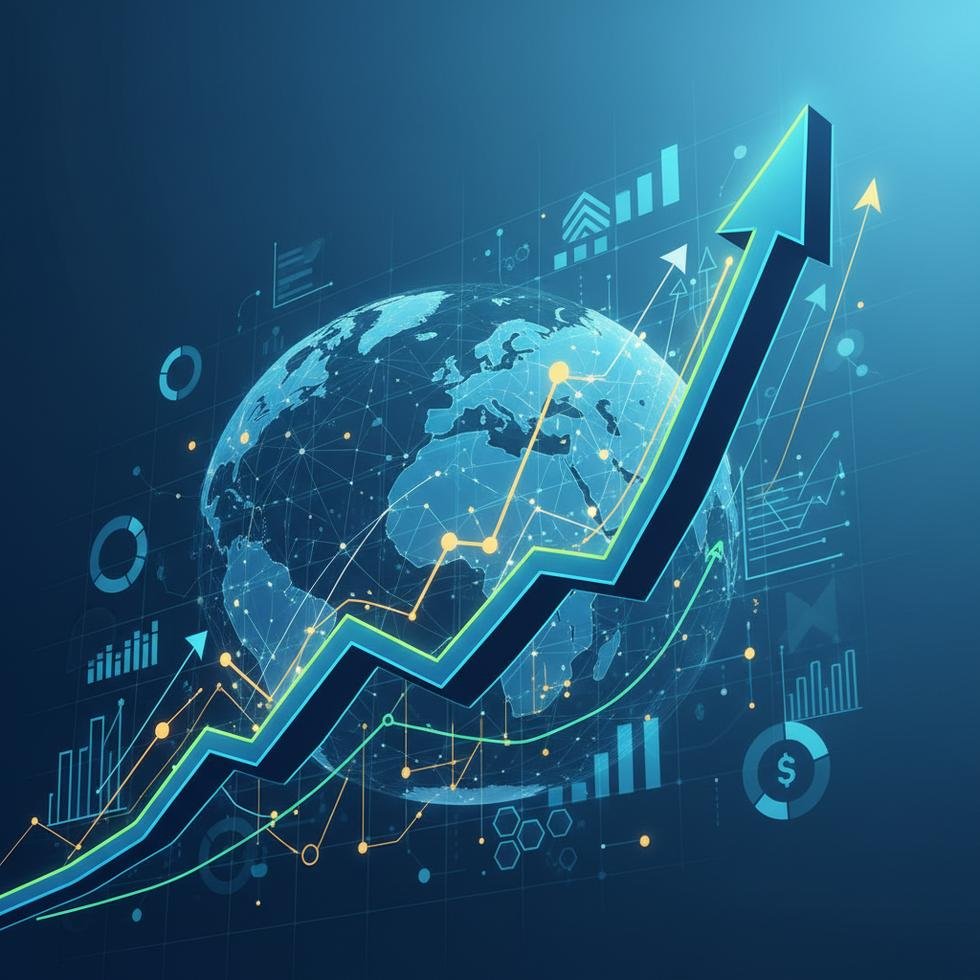 Borsa yükseliş grafiği ve finansal analiz görseli