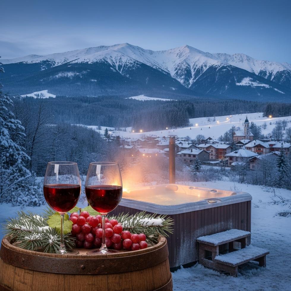 Kışın Bulgaristan'da romantik şehir sokaklarında yürüyen bir çift