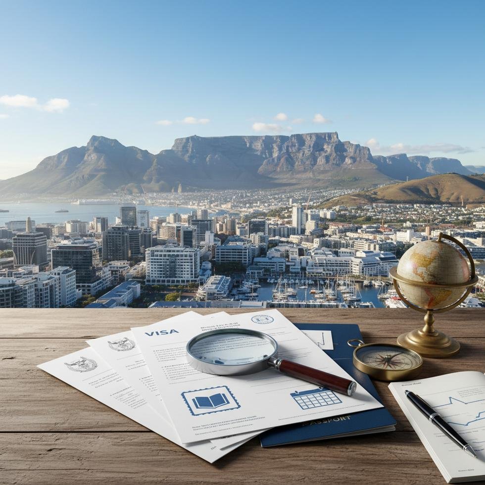 Cape Town dil okulu vizesi için başvuru belgeleri masada