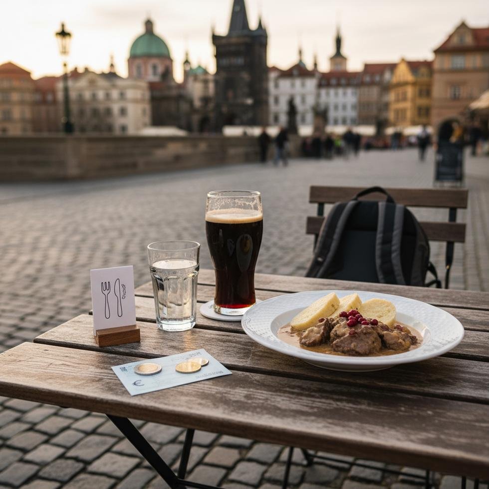 Çekya’da restoranda yemek yiyen insanlar