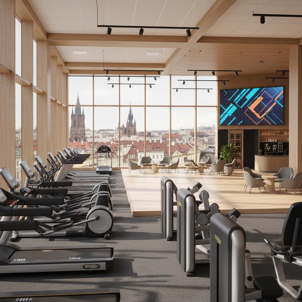 Çekya’da spor salonunda egzersiz yapan gençler