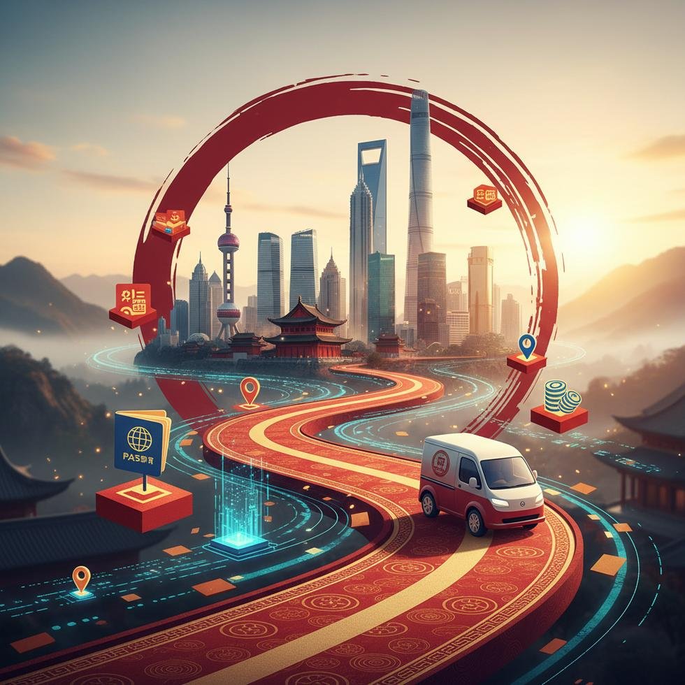 Çin'de kask takmış bir kurye e-bisiklet üzerinde teslimat yapıyor