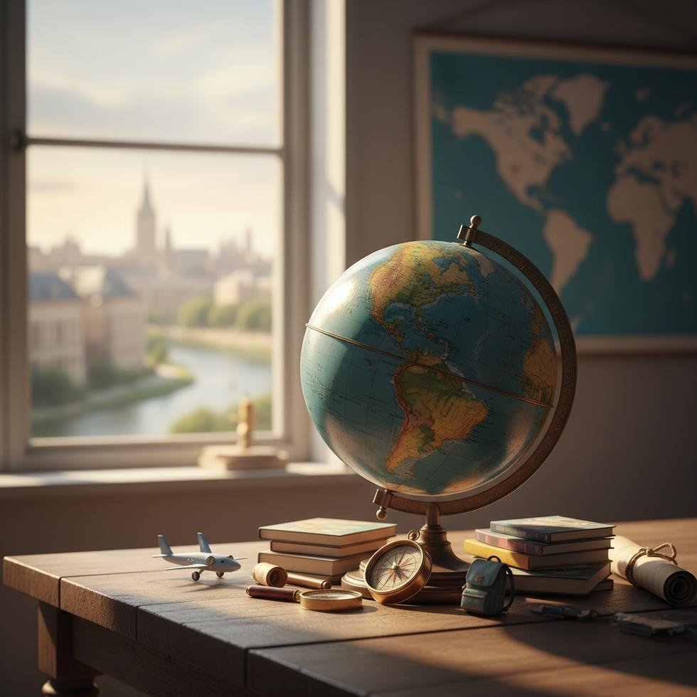 Yurtdışında eğitim programı için bilgi alan bir çocuk ve ailesi