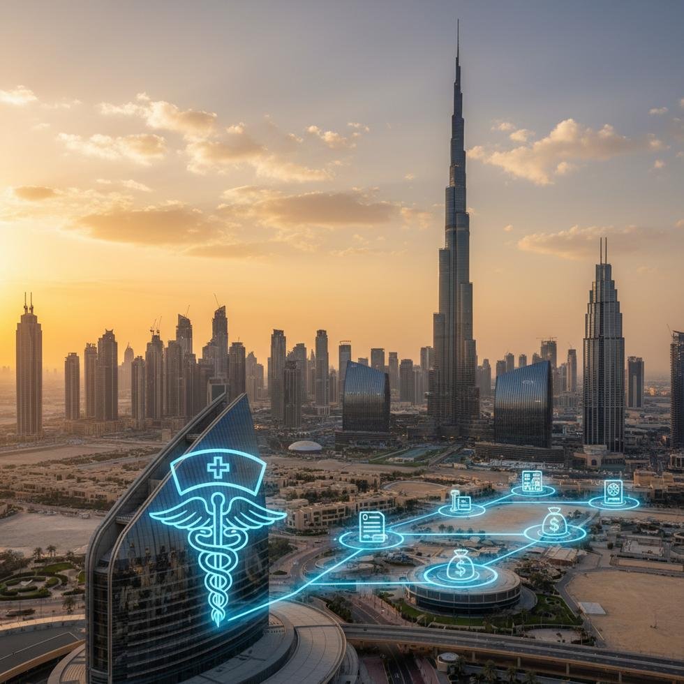 Dubai'de çalışan bir hemşire hastane önünde