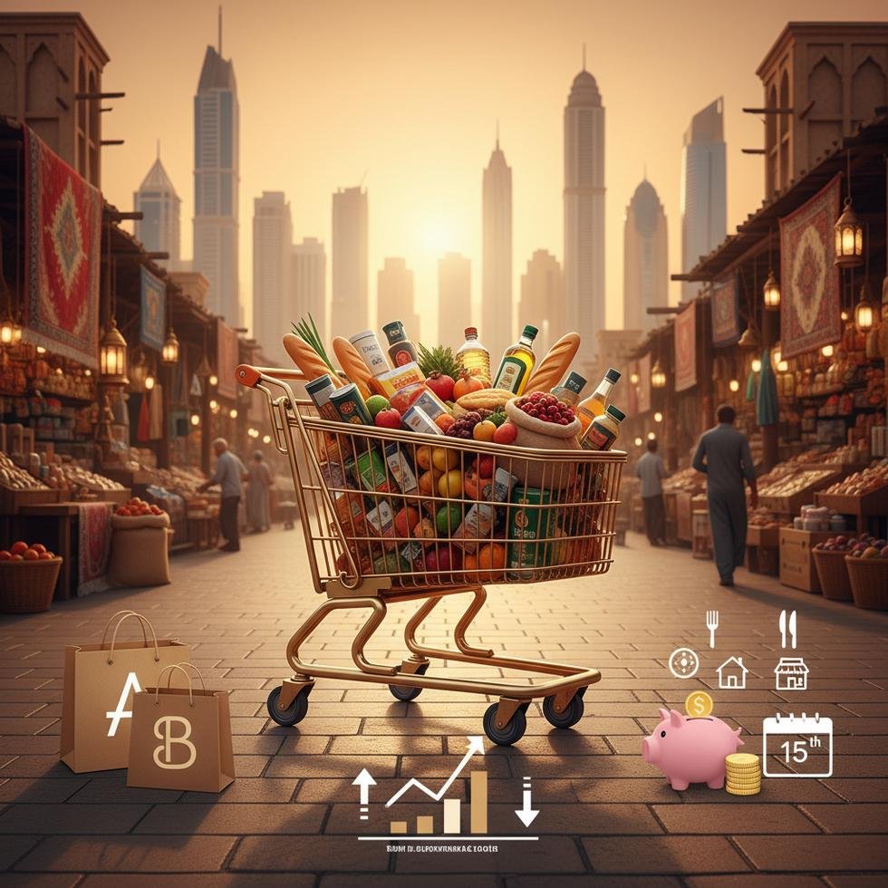 Dubai market raflarında temel gıda ürünleri