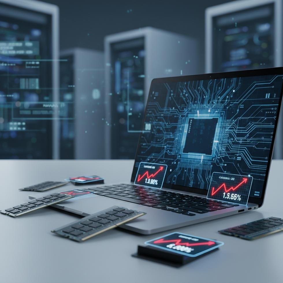 Fiyat etiketli bilgisayar ve RAM modülleri, teknolojide yükselen maliyetler