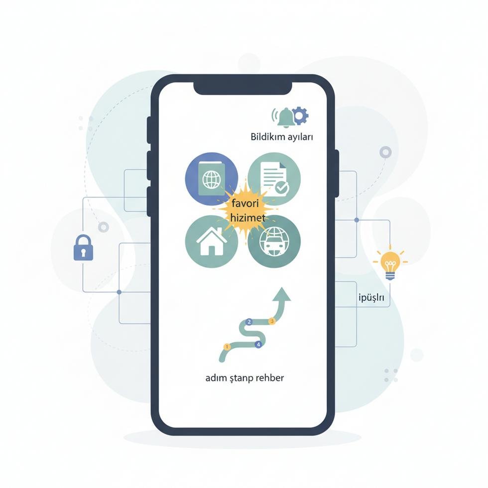e-Devlet mobil uygulamasında favori hizmet ve bildirim ayarları ekranı