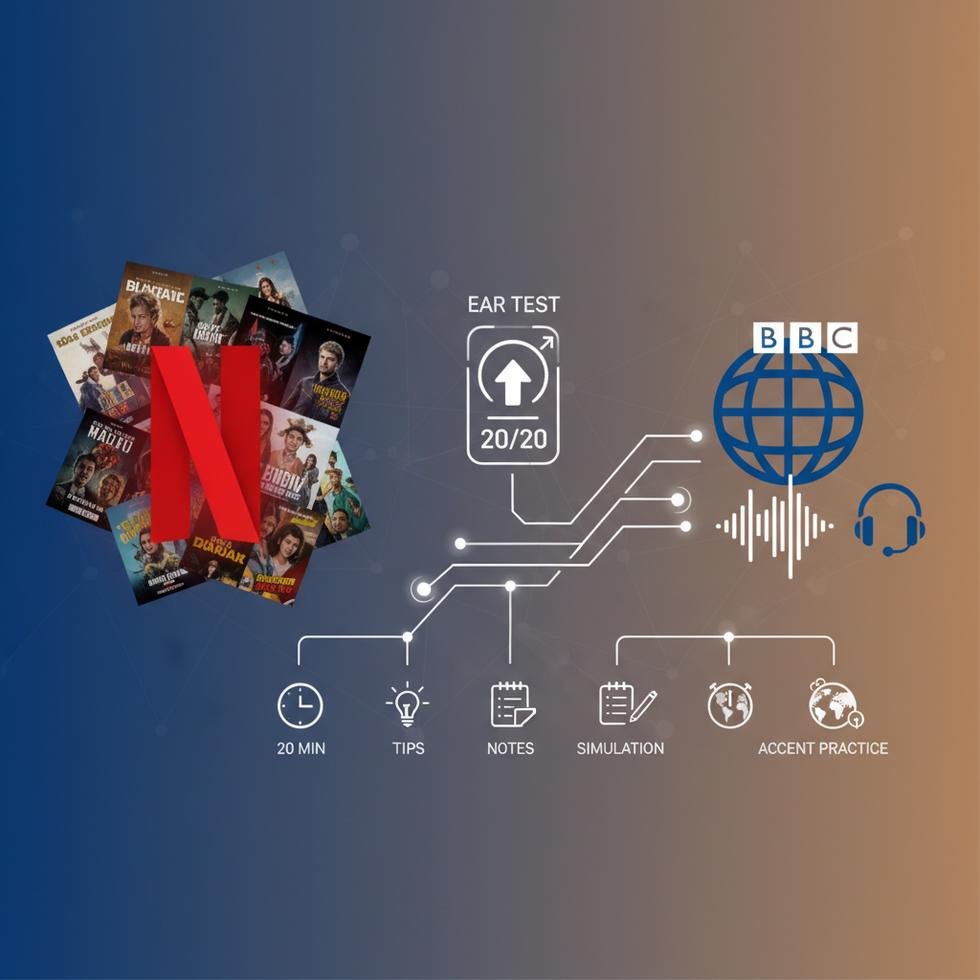 Netflix ve BBC içerikleriyle E-TEP dinleme çalışması yapan öğrenci