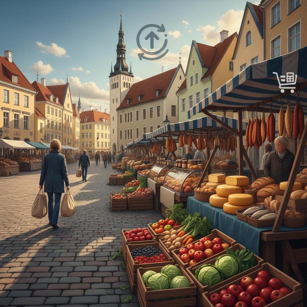 Estonya marketinde fiyat etiketlerine bakan genç birey