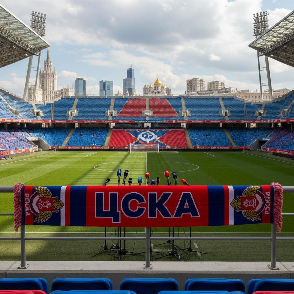 CSKA Moskova'ya transfer olan Türk futbolcu Oğuz Aydın, stad önünde poz veriyor