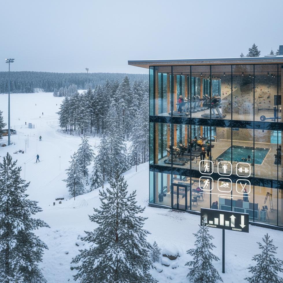 Finlandiya'da spor salonu üyeliği ve buz pateni yapan gençler