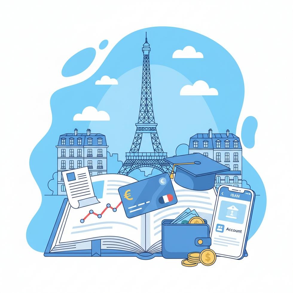 Fransa'da banka hesabı açma işlemlerini gösteren belge ve kart