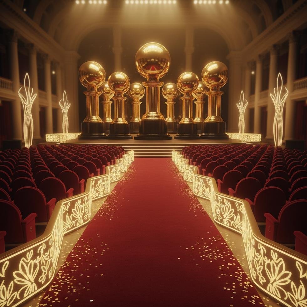 Golden Globes kırmızı halısında ünlü oyuncular ve ödül gece atmosferi