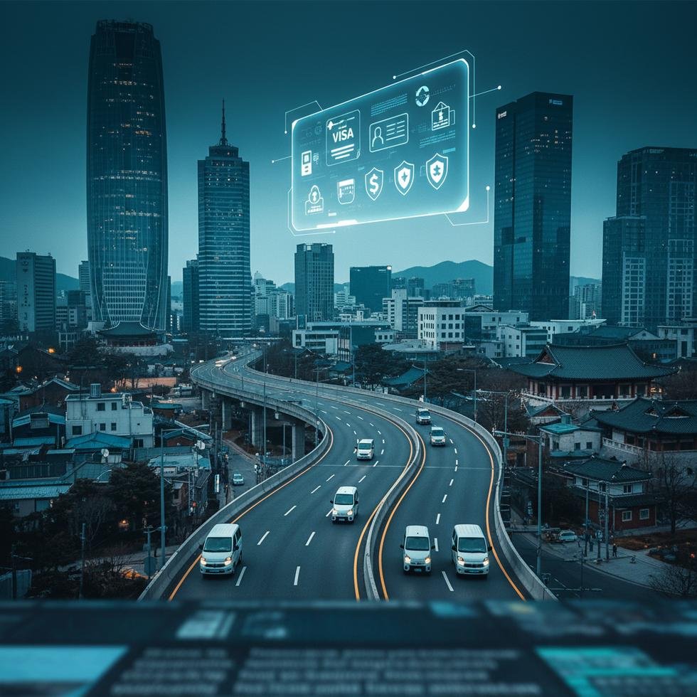 Güney Kore'de kask takan kurye motosiklet üzerinde sipariş teslim ederken