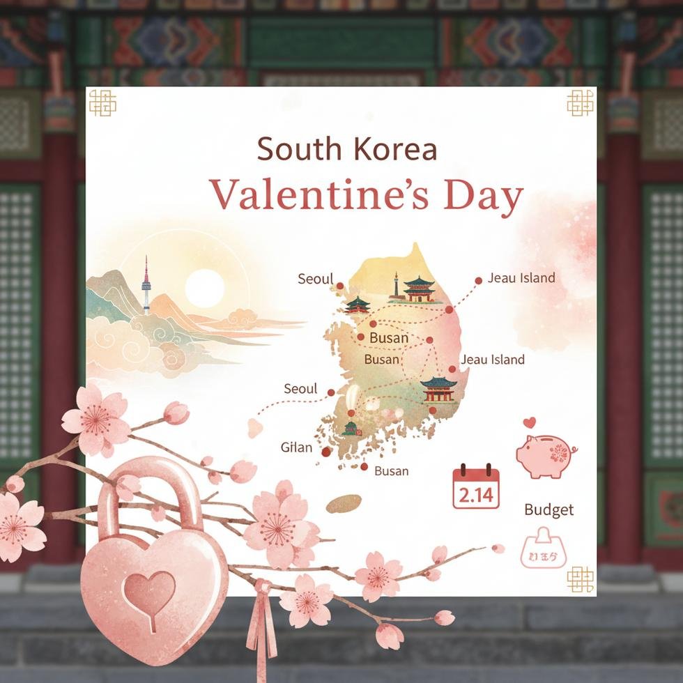 Güney Kore'de Sevgililer Günü'nü kutlayan bir çift Namsan Kulesi önünde