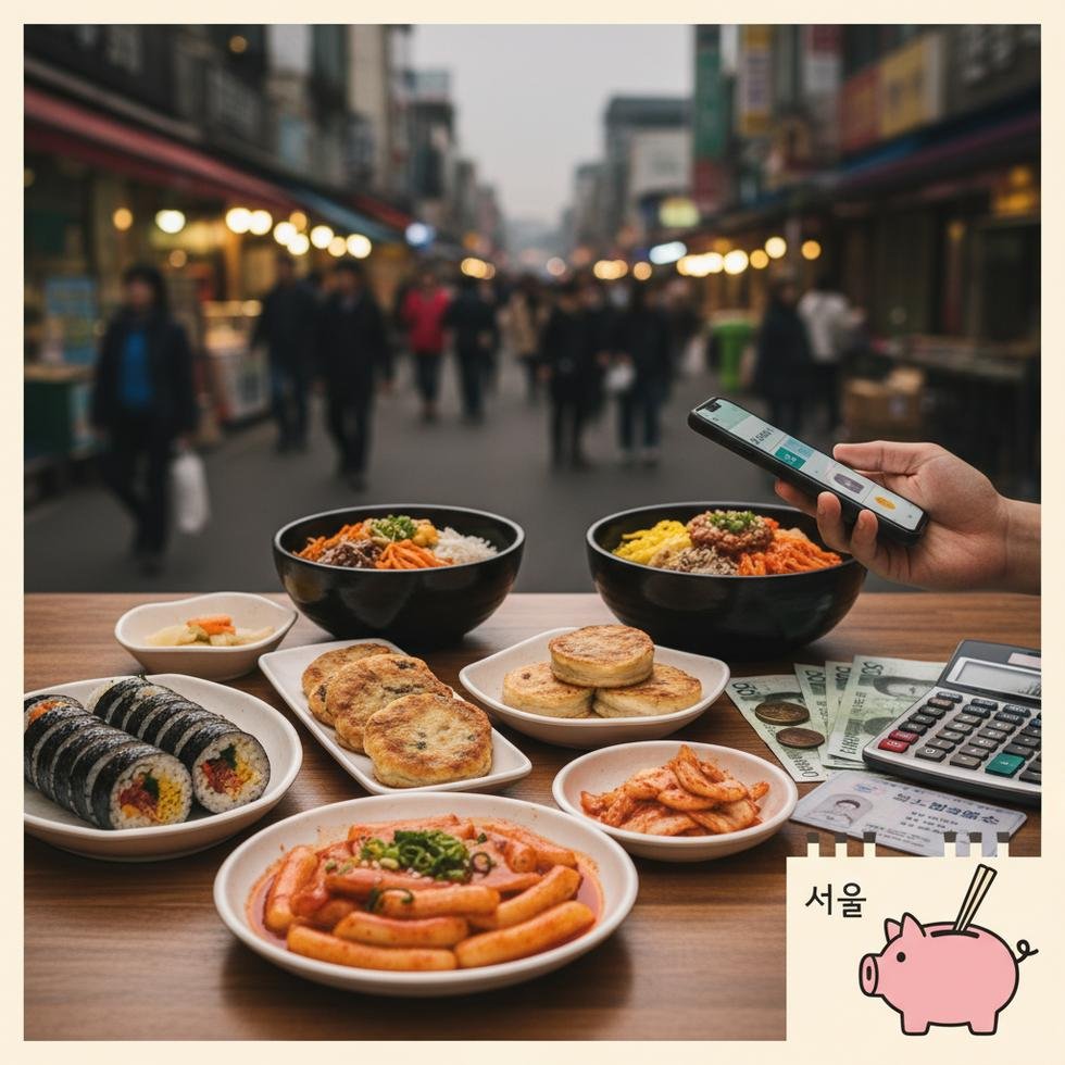 Güney Kore'de restoran yemek fiyatlarını gösteren bilgilendirici tablo