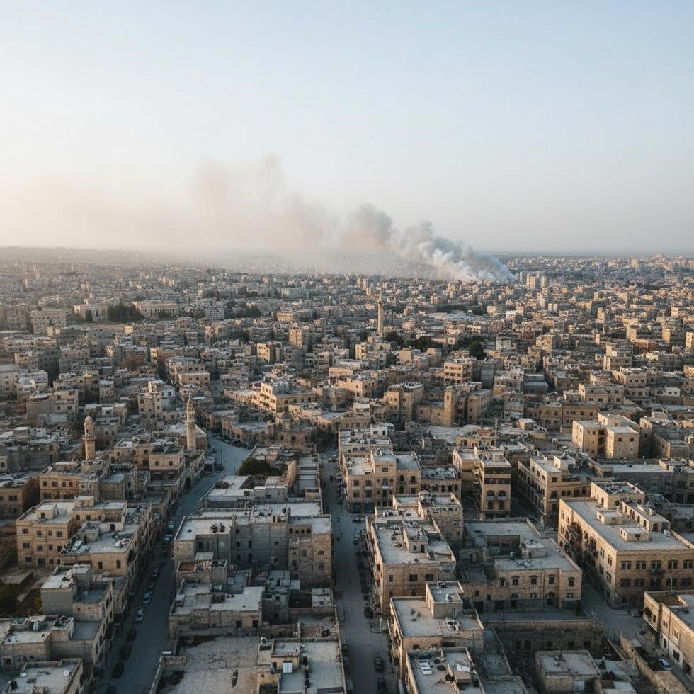 Halep’te ateşkes sonrası boşalan sokaklar ve uzakta yükselen dumanlar