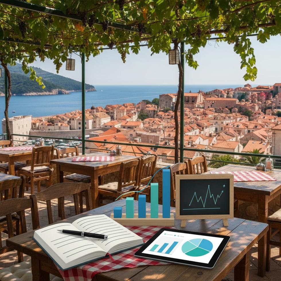 Hırvatistan'da restoran fiyatlarını gösteren menü tablosu