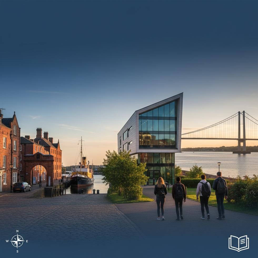 Hull şehrinde liman ve şehir manzarası