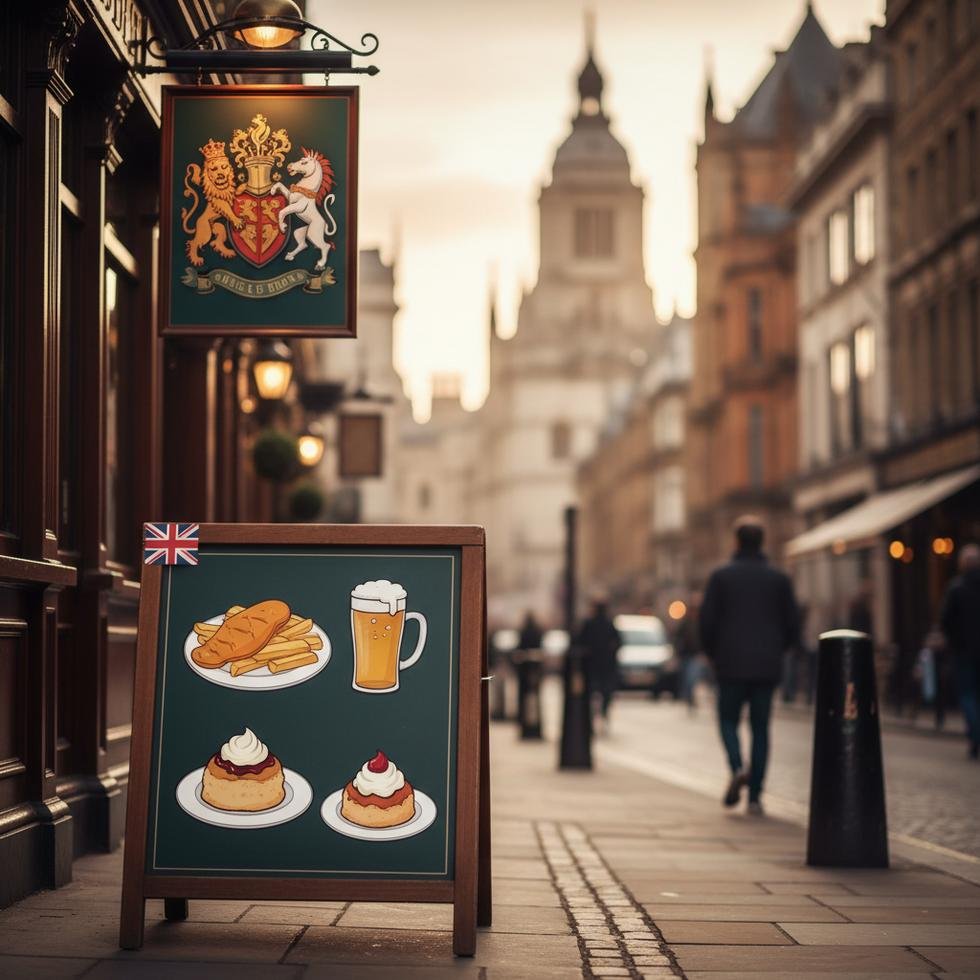 İngiltere'de dışarıda yemek fiyatlarını gösteren örnek menü ve fiyat tablosu