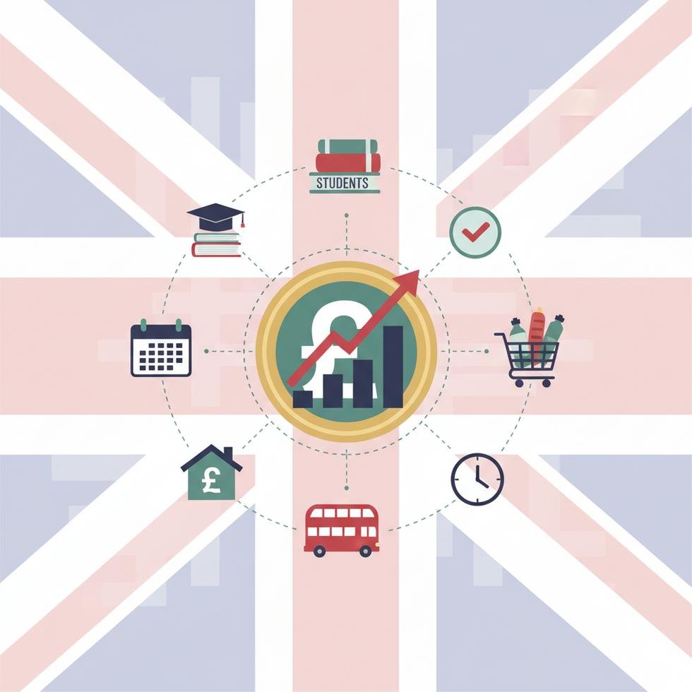 İngiltere harcamaları ve öğrenci bütçesiyle ilgili grafik içeren tablo