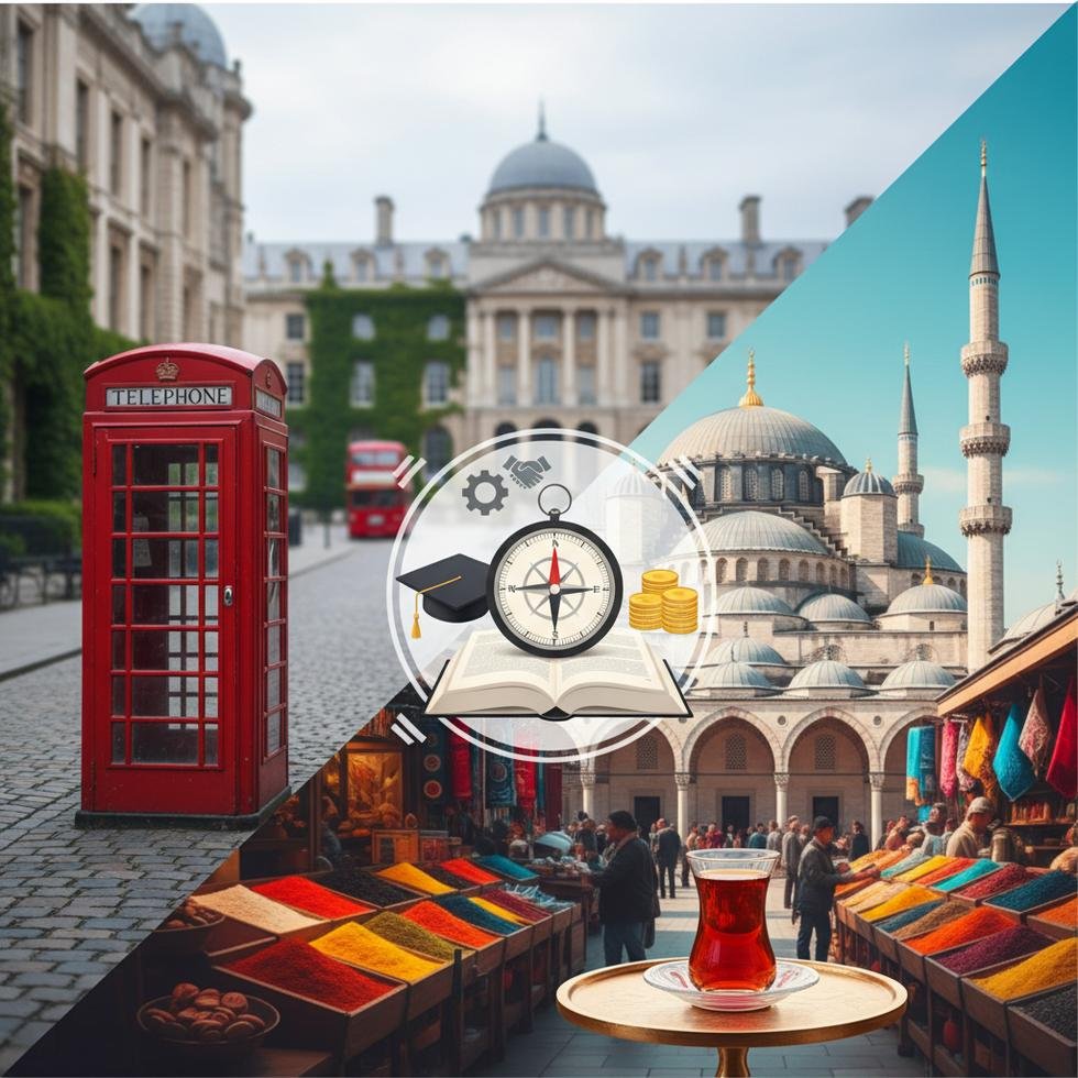 İngiltere ve Türkiye eğitim ve yaşam farkları infografik görseli