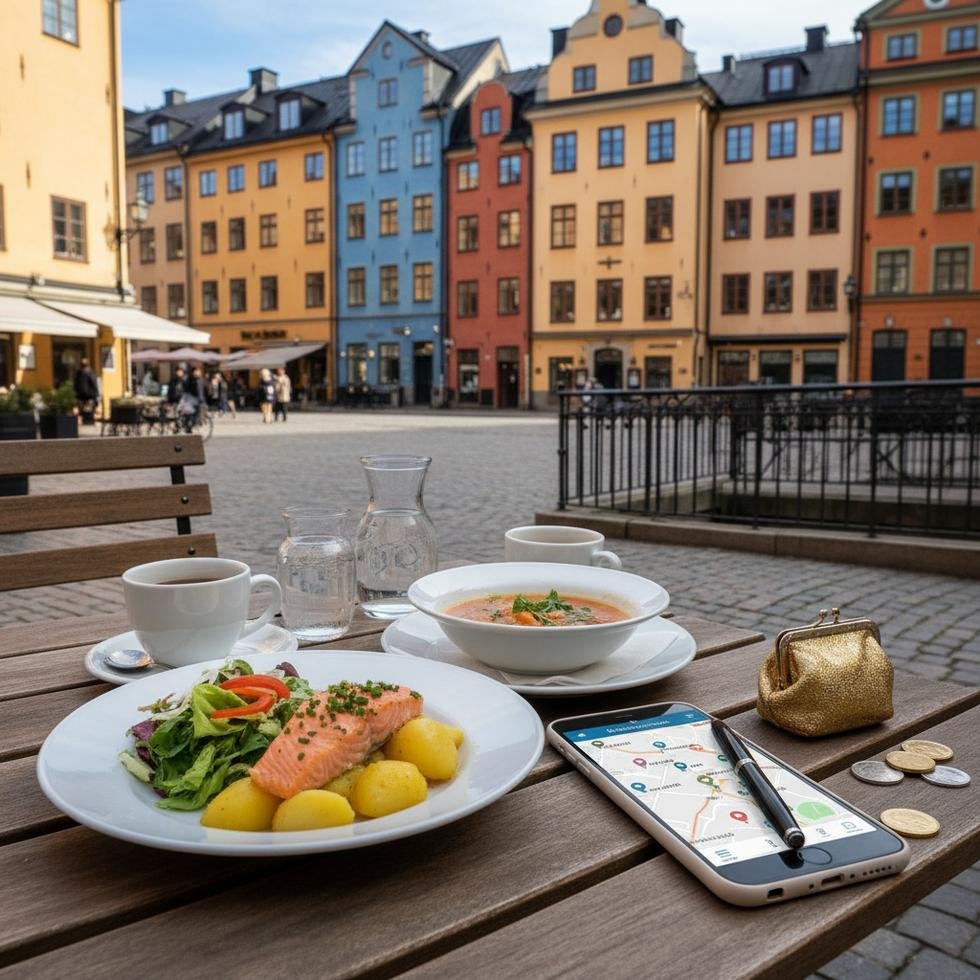 İsveç'te kafe masasında kahve ve kanelbulle çöreği