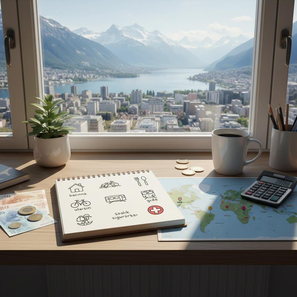 İsviçre’de öğrenci yaşam maliyeti üzerine hazırlanmış bütçe tablosu