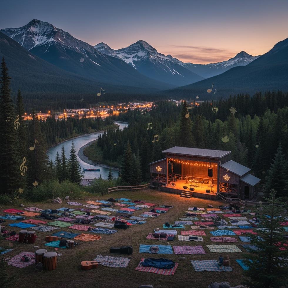Kanada'da bir açık hava müzik festivalinde toplanmış öğrenciler