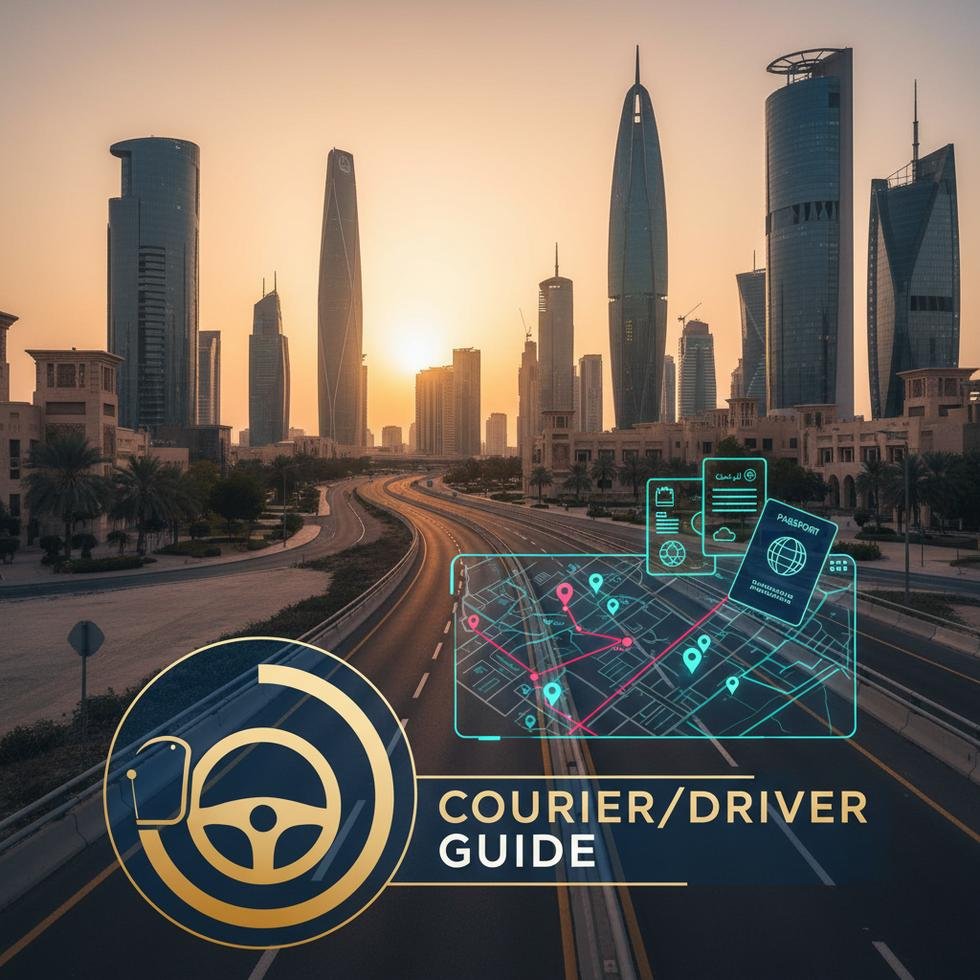 Katar'da bir motosikletli kurye paket teslim ederken